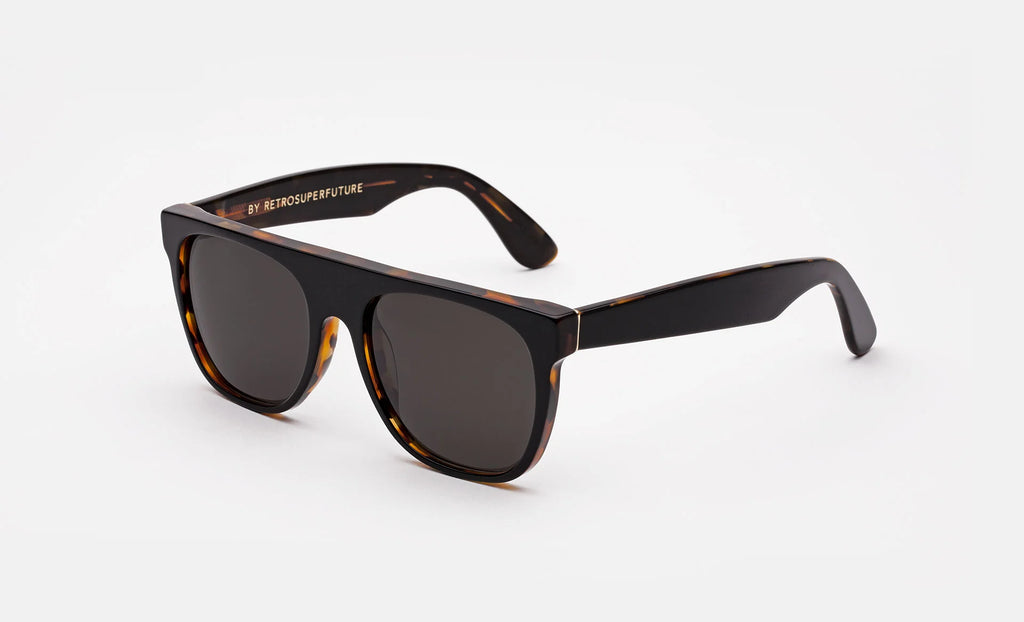 RetroSuperFuture Sunglasses Flat Top Havana Black Top SMALL SIZE